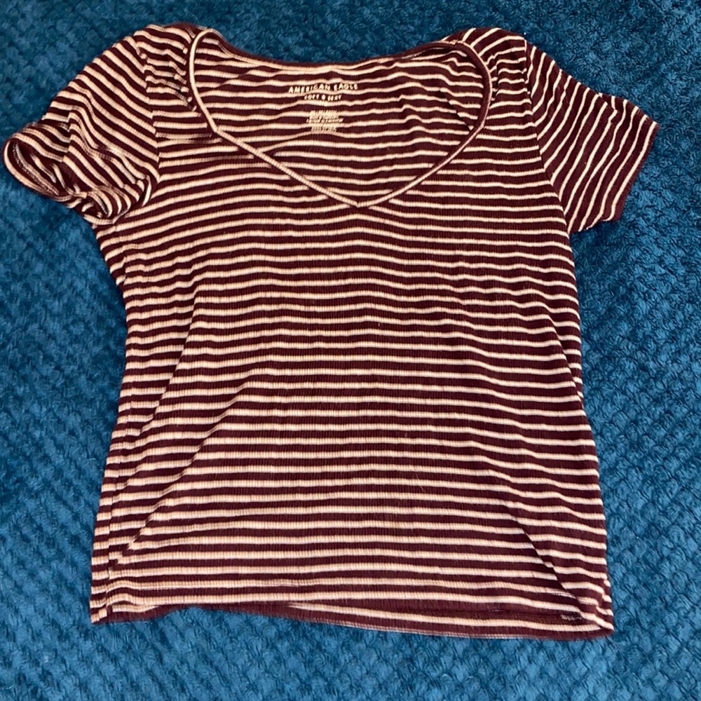 Burgundy/brown white stripes